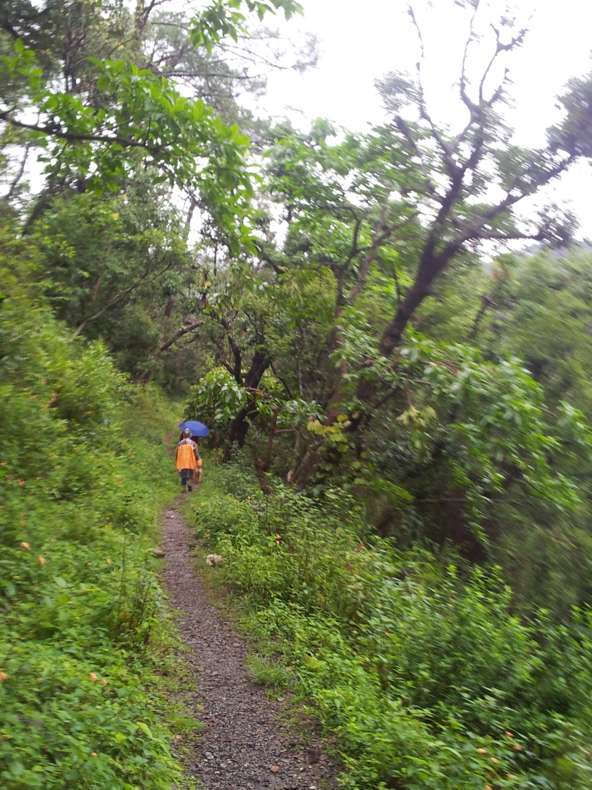Hiking across a trail in Bhimtal